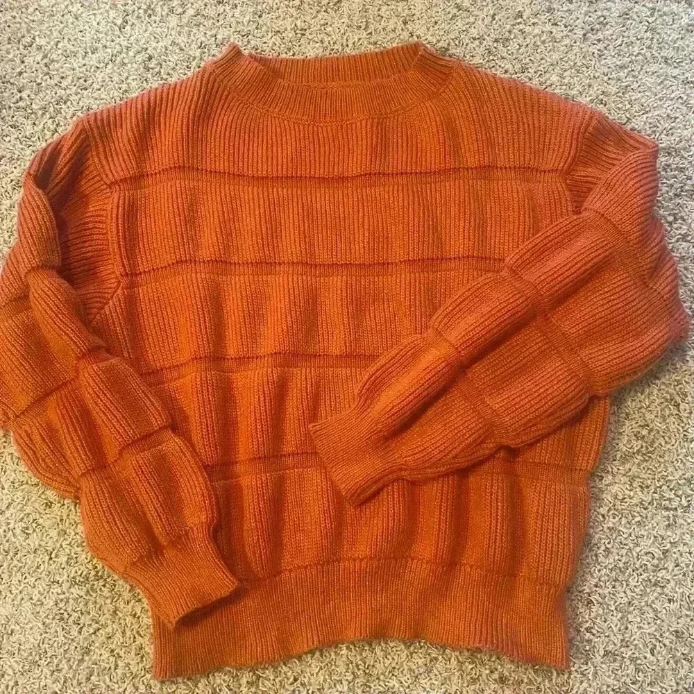 Pretty Garden Rust Balloon Puff Sleeve Cozy Knit Sweater Size M - Picture 4 of 12